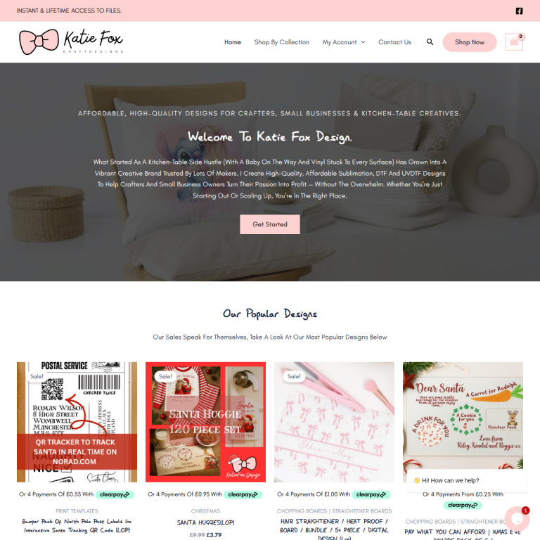 Katie Fox Designs website by Arrow Development