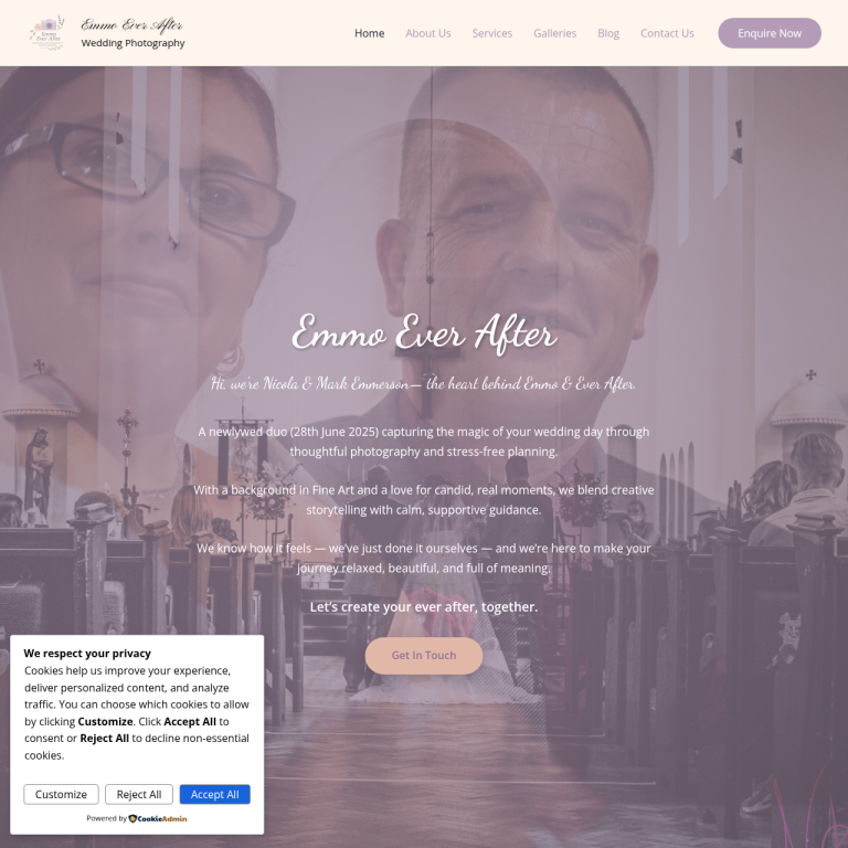 Emmo Ever After website by Arrow Development