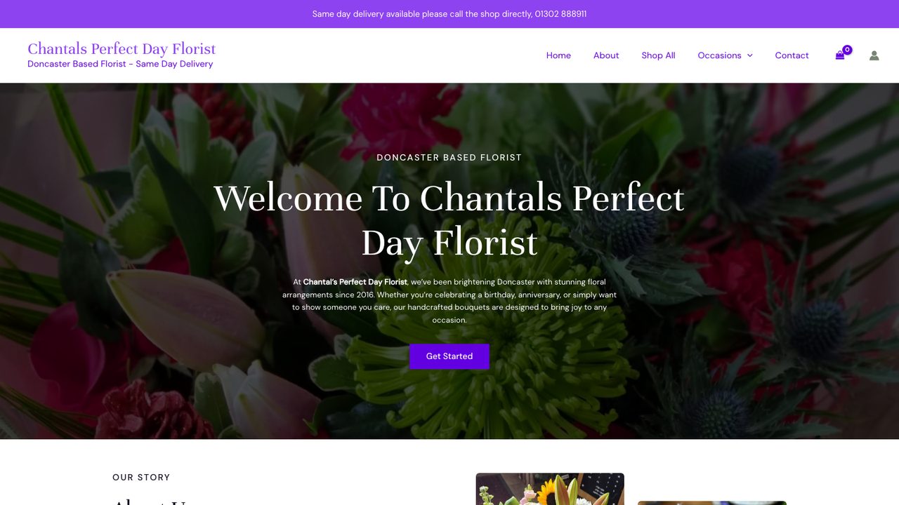 Perfect Day Florist website by Arrow Development