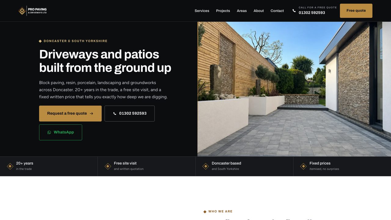 Pro Paving & Driveways website by Arrow Development