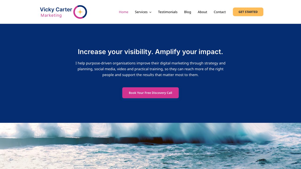 Vicky Carter Marketing website by Arrow Development